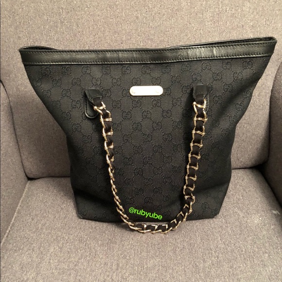 SOLD‼️Authentic Black Denim Gucci Tote - Picture 2 of 8